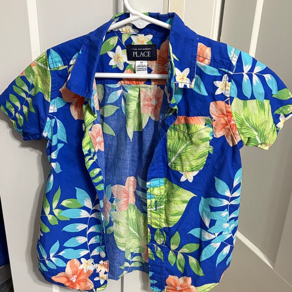 The Children's Place Royal Blue Tropical Floral Button-Down Shirt